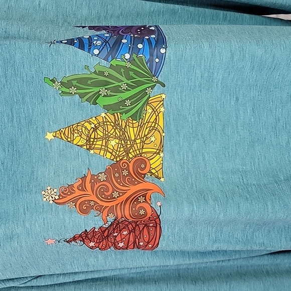 CHRISTMAS‎ Trees Long Sleeve Blue Shirt XL - Picture 3 of 6